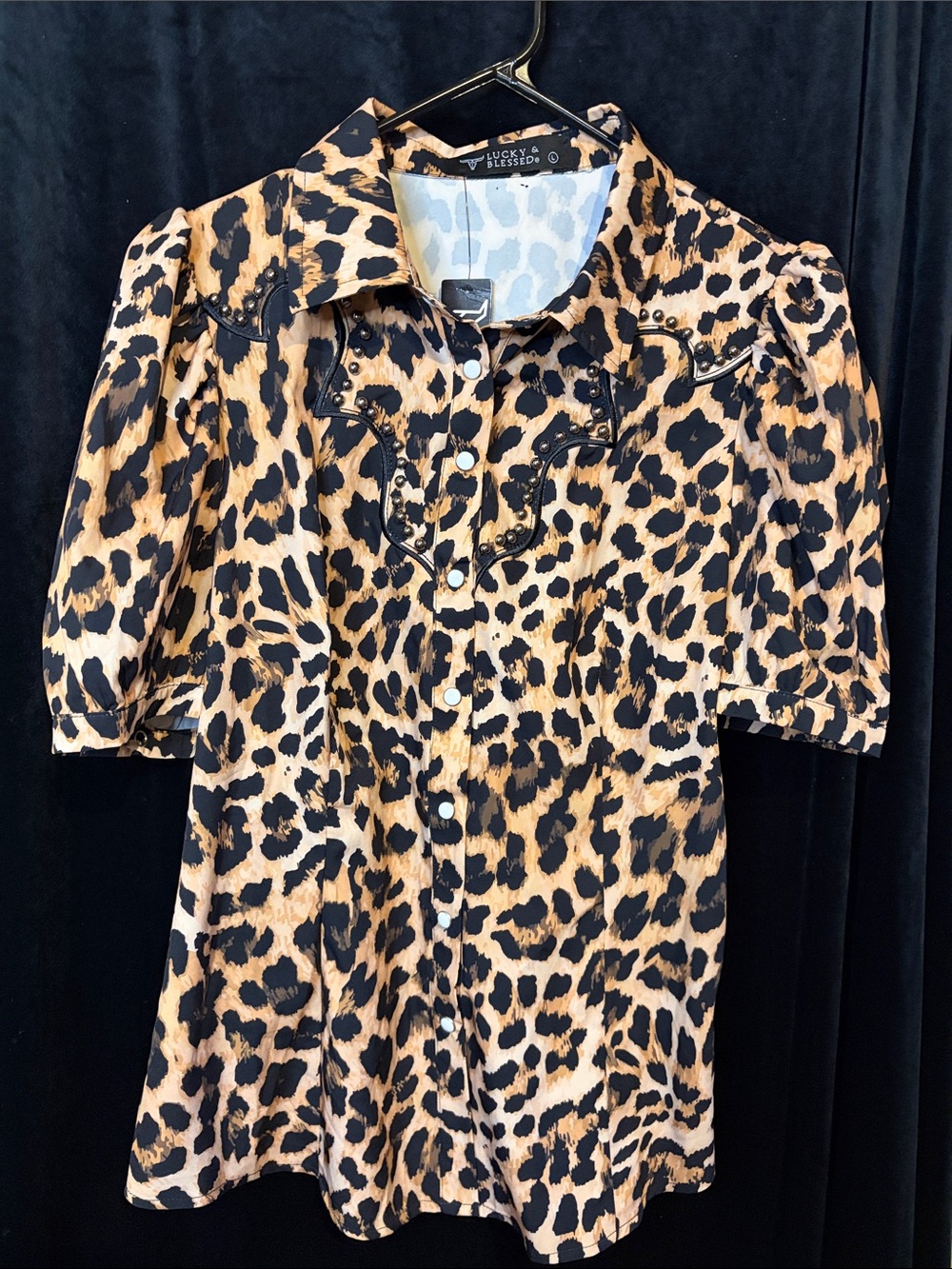 Lucky Brand Leopard Print Western Shirt in Tan and Black